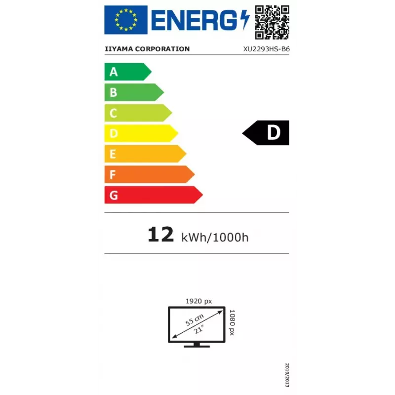 iiyama ProLite XU2293HS-B6 monitors 54.6 cm (21.5 collas) 1920 x 1080 pikseļi Full HD LED Melns