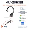 HP Poly Blackwire 3310 Monaural Microsoft Teams sertificētas austiņas ar USB-C, 3.5 mm ligzdu un USB-C/A adapteri