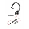 HP Poly Blackwire 3310 Monaural Microsoft Teams sertificētas austiņas ar USB-C, 3.5 mm ligzdu un USB-C/A adapteri