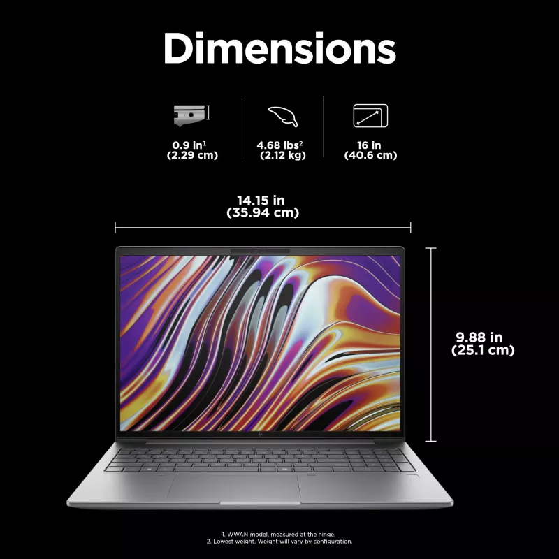 HP ZBook Power G11 mobilā darbstacija, 16 collu WQXGA, Intel Core Ultra 7 155H, 32 GB DDR5, 1 TB SSD, NVIDIA RTX A1000, Wi-Fi 6E, Windows 11 Pro