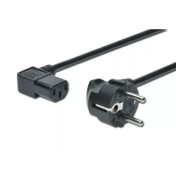 DIGITUS Strāvas vads, CEE 7/7 (F tips) - C13, 90° leņķa M/F, 1.8m, H05VV-F3G 0.75mm², melns