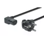 DIGITUS Strāvas vads, CEE 7/7 (F tips) - C13, 90° leņķa M/F, 1.8m, H05VV-F3G 0.75mm², melns