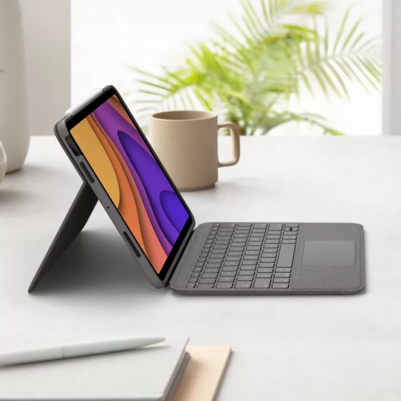 LOGITECH Folio Touch aizmugurgaismota tastatūra ar skārienpaliktni Oxford Grey iPad Air (4. paaudze) Deutsch Qwertz
