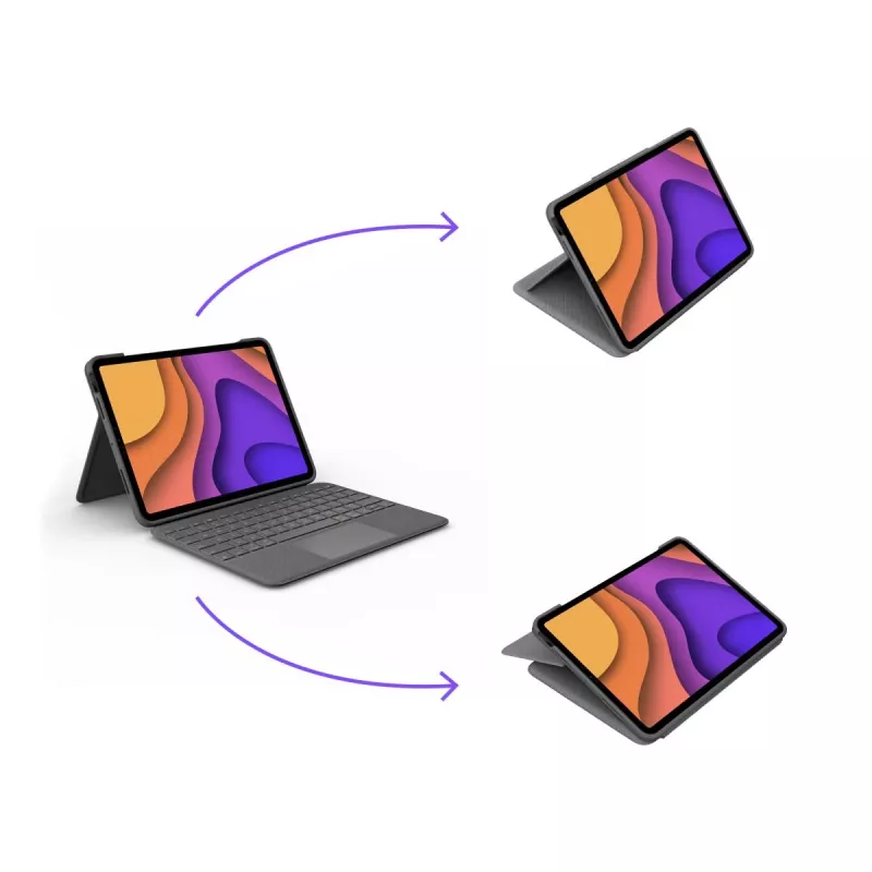 LOGITECH Folio Touch aizmugurgaismota tastatūra ar skārienpaliktni Oxford Grey iPad Air (4. paaudze) Deutsch Qwertz