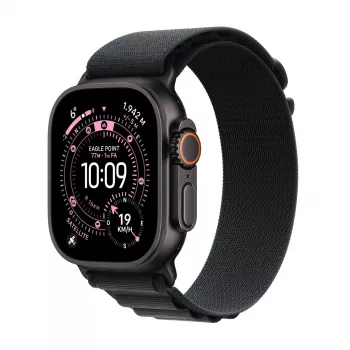 Viedpulkstenis Apple Watch Ultra 3 GPS + Cellular 49mm Melns Titāna Korpuss ar Melnu Alpine Loop Siksniņu (Vidējs)