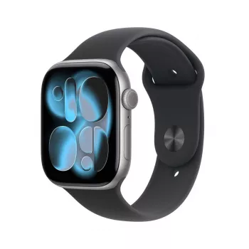 APPLE Watch Series 11 GPS 46mm Kosmosa Pelēks Alumīnija Korpuss ar Melnu Sporta Siksniņu S/M