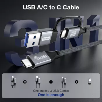 Equip 128431 USB kabelis USB 3.2 Gen 2x2 1 m USB A/USB C - USB C melns