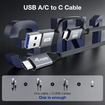 Equip 128432 USB kabelis 3.2 Gen 2x2 2 m USB A/USB C USB C Melns