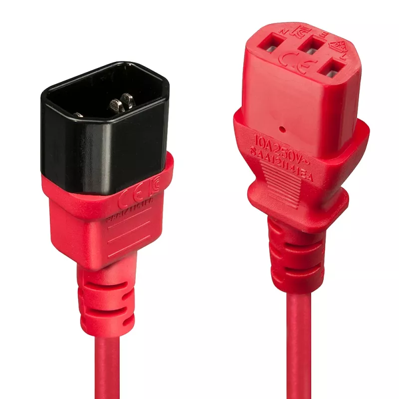 Lindy 2m IEC pagarinātājkabelis, sarkans