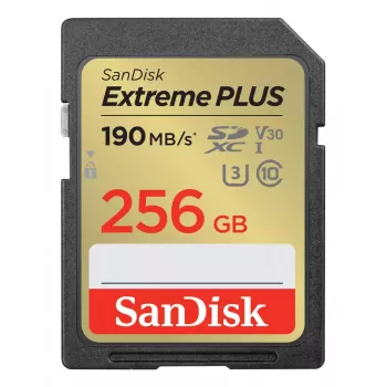 WESTERN DIGITAL Extreme PLUS 256GB SDHC atmiņas karte 190MB/s 130MB/s UHS-I Class 10 U3 V30