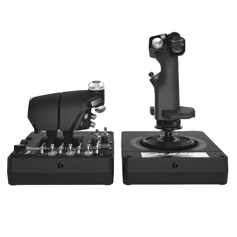 Logitech G X56 H.O.T.A.S. vadības kursts un gāzes svira (Saitek Pro Flight X56 Rhino), vadu USB, PC, melns