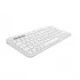 Kompakta minitastatūra Logitech Pebble Keys 2 K380s — RF bezvadu + Bluetooth, QWERTY US International, balta