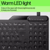 HP 405 daudz ierīču apgaismota vadu tastatūra, pilna izmēra (100%), vadu, USB, membrānas, QWERTY, melna