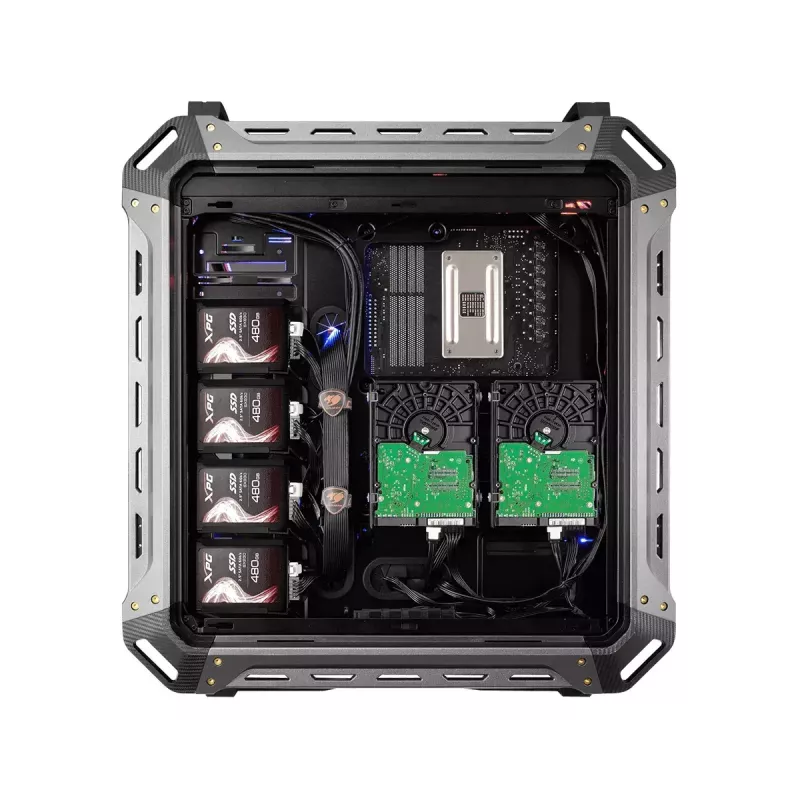 COUGAR Panzer Max-G Full Tower korpuss melns ar rūdīta stikla sānu paneli, 120/140 mm ventilatori