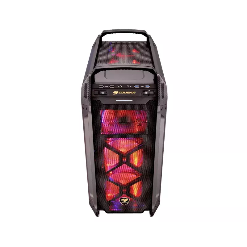 COUGAR Panzer Max-G Full Tower korpuss melns ar rūdīta stikla sānu paneli, 120/140 mm ventilatori