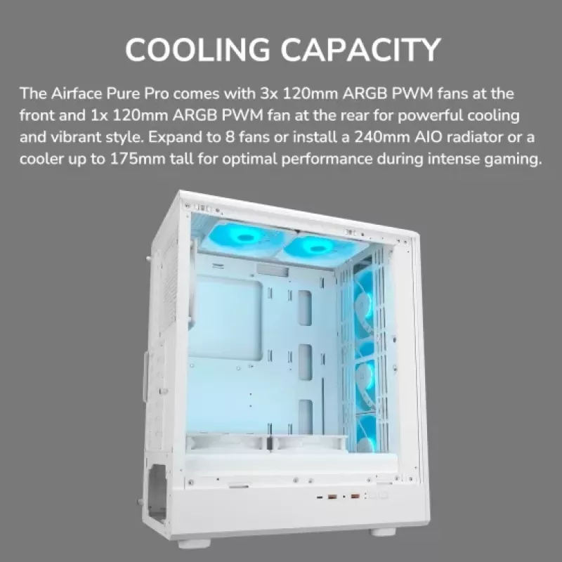 COUGAR Airface Pure PRO Midi Tower korpuss, ARGB, Melns