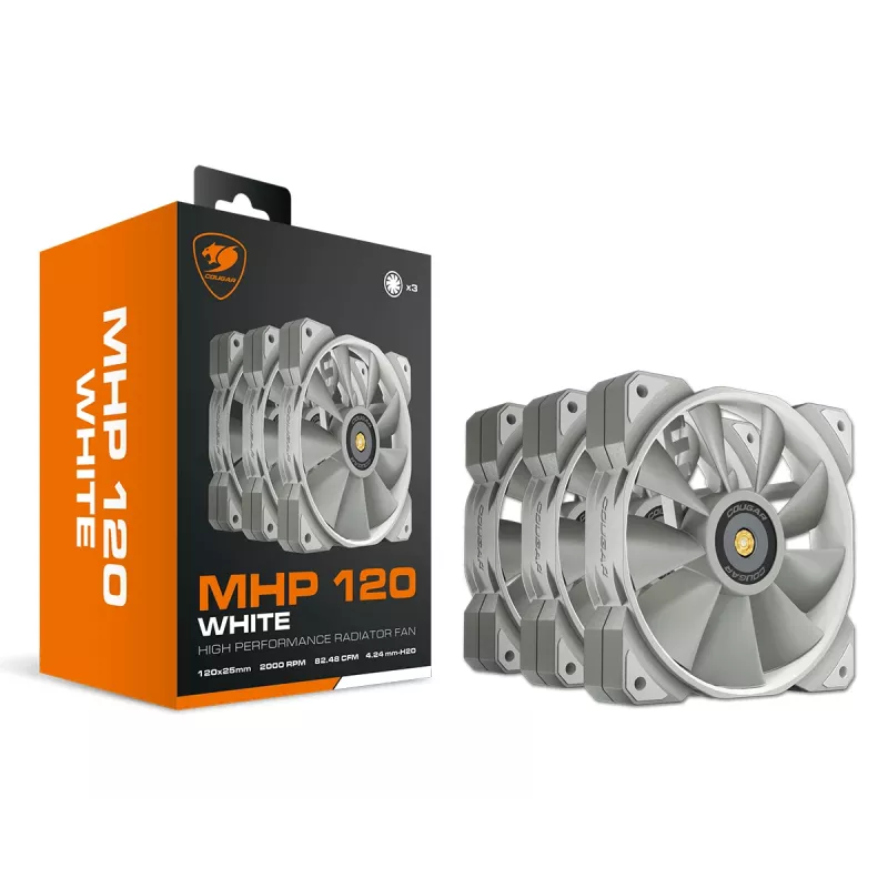 COUGAR MHP 120 korpusa ventilators, balts, 3 komplektā