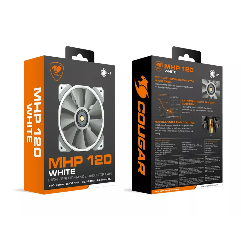 COUGAR MHP 120 korpusa ventilators, balts