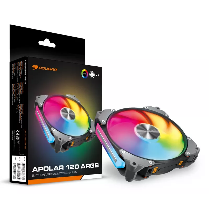 COUGAR korpusa ventilators Apolar 120 ARGB, Melns, 12 cm