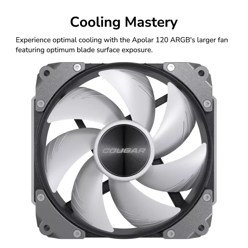 COUGAR Apolar 120 ARGB korpusa ventilators, balts, 12 cm