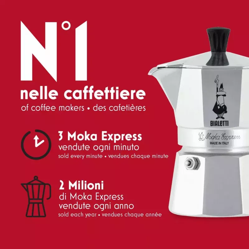 Moka kanna BIALETTI Moka Express alumīnija 2-tase (100 ml) melna