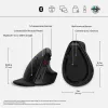 HP 920 Ergonomic vertikālā bezvadu pele, labā roka, Bluetooth + USB Type-A, 4000 DPI, melna