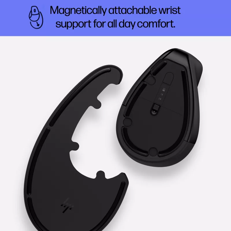 HP 920 Ergonomic vertikālā bezvadu pele, labā roka, Bluetooth + USB Type-A, 4000 DPI, melna