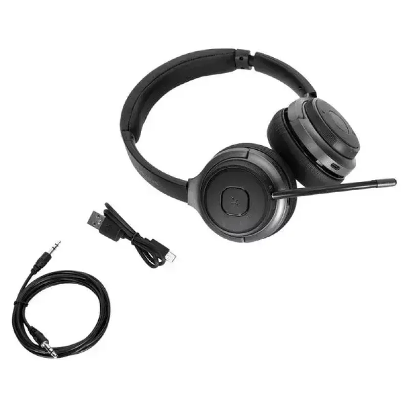 Targus AEH104GL bezvadu un vadu austiņas ar mikrofonu, Bluetooth 5.0, USB-C, melnas