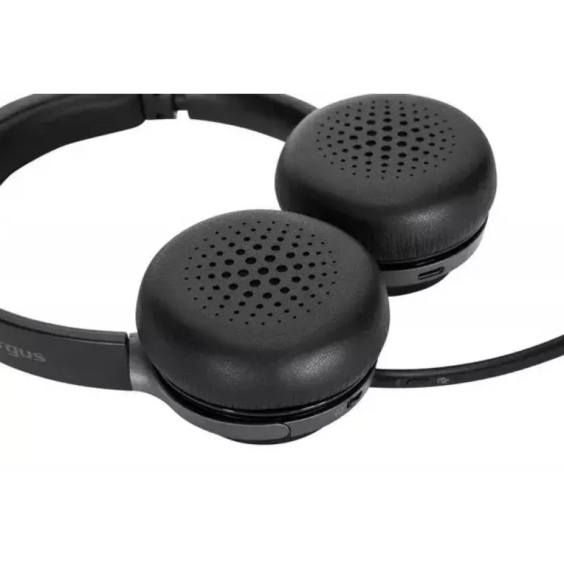 Targus AEH104GL bezvadu un vadu austiņas ar mikrofonu, Bluetooth 5.0, USB-C, melnas