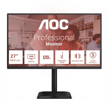 AOC E4 Q27E4CV 27 collu QHD LED monitors, 2560x1440, 120Hz, melns