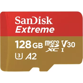 WESTERN DIGITAL Extreme microSDXC 128GB ar SD adapteri, 170MB/s lasīšana, 80MB/s rakstīšana, A2, C10, V30, UHS-I U3