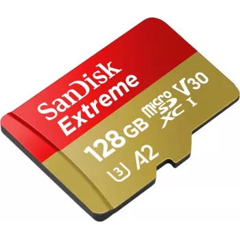 WESTERN DIGITAL Extreme microSDXC 128GB ar SD adapteri, 170MB/s lasīšana, 80MB/s rakstīšana, A2, C10, V30, UHS-I U3
