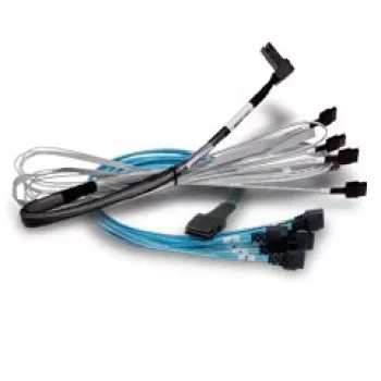 SAS kabelis Broadcom 05-60002-00, 1 m, x8 SFF-8654 uz 2 x4 SFF-8643