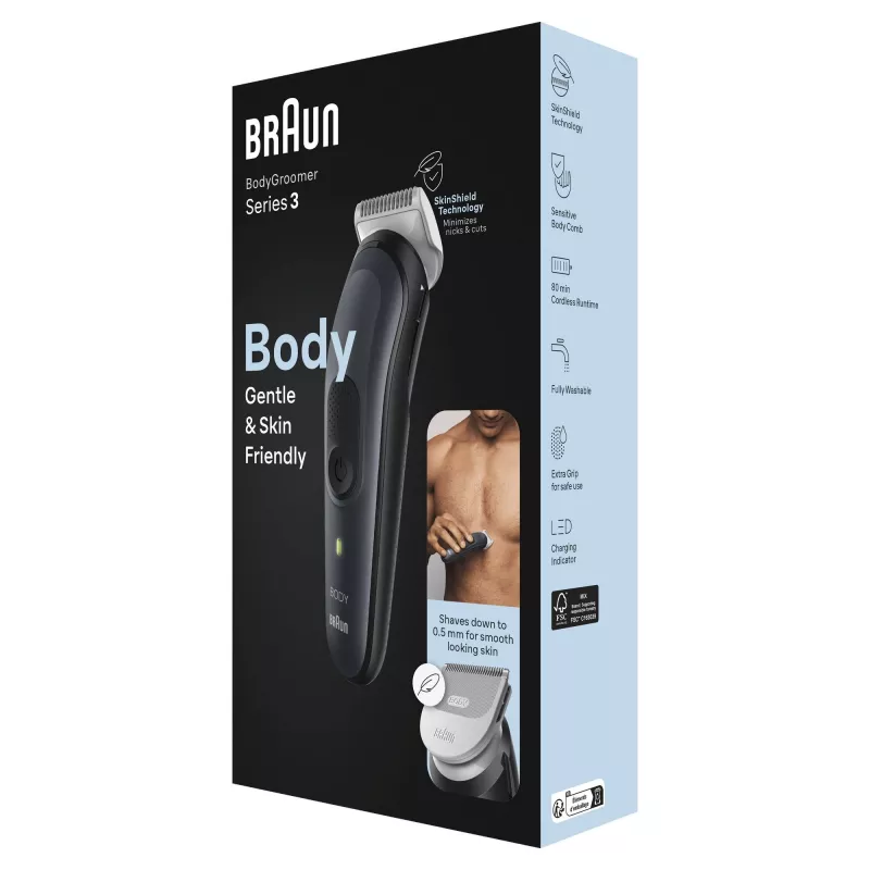 Braun BodyGroomer 3 BG3340 Melns, Pelēks