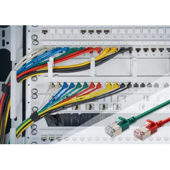 DIGITUS Slim Patch kabelis CAT6A F-FTP 1m Melns