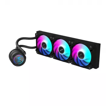 GIGABYTE AORUS WATERFORCE II 360 AIO šķidruma dzesētājs - 3x120mm ARGB ventilatori, bīdāmais savienojums, DAISY-CHAIN, saderīgs ar Intel LGA 1851 un AMD AM5