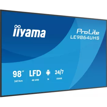 iiyama ProLite LE9864UHS-B1AG digitālās zīmes displejs 98 collas 4K Ultra HD 500 cd/m² Android 24/7