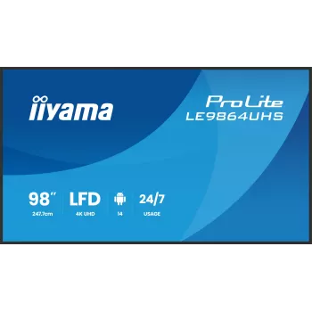 iiyama ProLite LE9864UHS-B1AG digitālās zīmes displejs 98 collas 4K Ultra HD 500 cd/m² Android 24/7