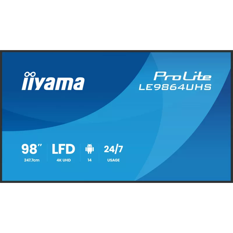 iiyama ProLite LE9864UHS-B1AG digitālās zīmes displejs 98 collas 4K Ultra HD 500 cd/m² Android 24/7