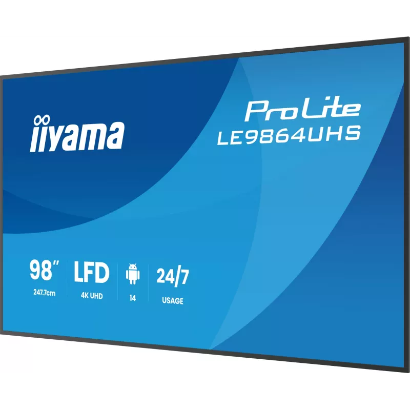 iiyama ProLite LE9864UHS-B1AG digitālās zīmes displejs 98 collas 4K Ultra HD 500 cd/m² Android 24/7