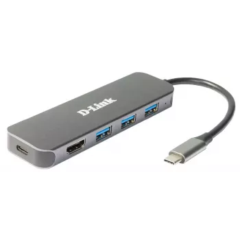 D-Link DUB-2333 USB-C centrmezgls 5-in-1 ar HDMI un Power Delivery