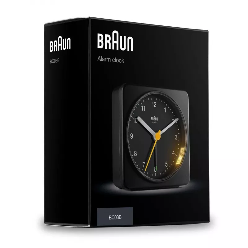 Braun BC03B Kvarca modinātājpulkstenis Melns
