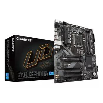 GIGABYTE B760 DS3H DDR4 mātesplate - atbalsta Intel Core 14. paaudzes CPU, 18+2+1 fāžu digitālais VRM, līdz 5333MHz DDR4 (OC), 2xPCIe 4.0 M.2, GbE LAN, USB 3.2 Gen 2