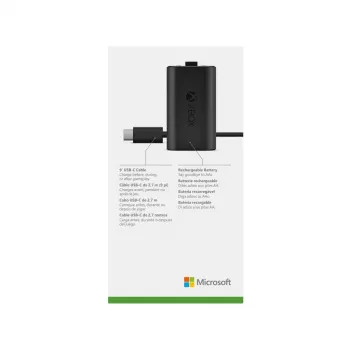 Microsoft Xbox One Play & Charge Kit — uzlādējams akumulatoru komplekts ar USB Type-C kabeli, melns, matēts
