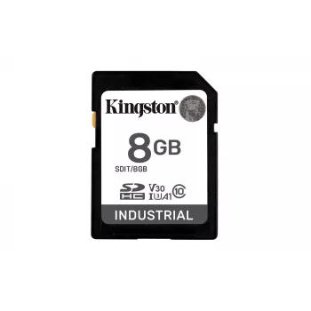 Kingston Industrial pSLC 8 GB SDHC atmiņas karte, 100 MB/s lasīšana, 80 MB/s rakstīšana