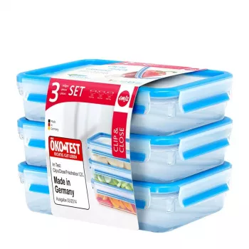 EMSA 515645 pārtikas uzglabāšanas trauks Taisnstūra 1.2 L Caurspīdīgs 3 gab.