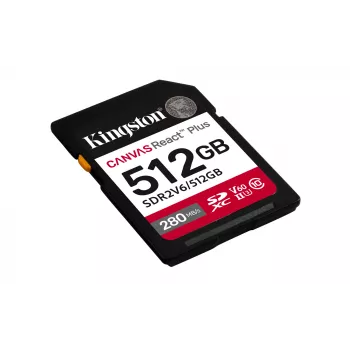 Kingston Technology 512GB Canvas React Plus SDXC UHS-II 280R/150W U3 V60 4K videokarte