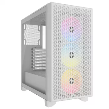 CORSAIR 3000D RGB Airflow balts – Mid-tower korpuss ar augstu gaisa plūsmu