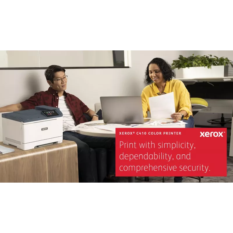 Xerox C410 A4 krāsu printeris, 40 lpp/min, duplekss, PS3, PCL5e/6, 2 paplātes, 251 lapa