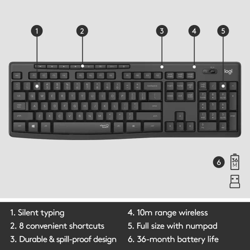 Logitech MK295 Silent Wireless Combo Graphite AZERTY Beļģijas